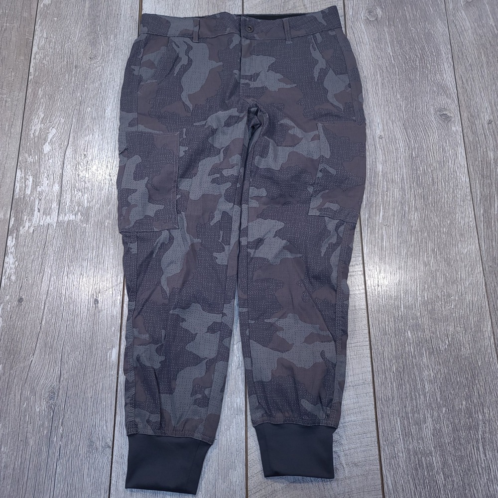 Prana Sky Canyon Joggers Womens 6 Grey Camo Cargo Hiking Pants Tapered Stretch